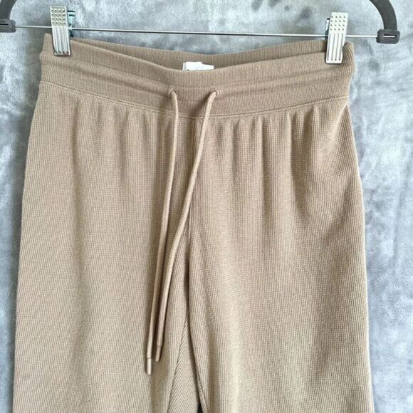 Aritzia Sunday Best Waffle Knit Flare Pant Size S Beige Pull-On Lounge Everyday - Picture 3 of 13
